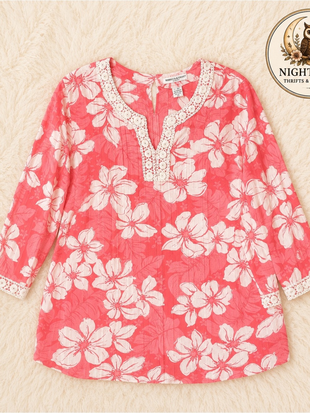 Hawaiian Floral Crochet V-neck Boho Beach - 2XL